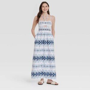 Women's Smocked Cut-Out Maxi Dres Blue - Universal Thread Blue M